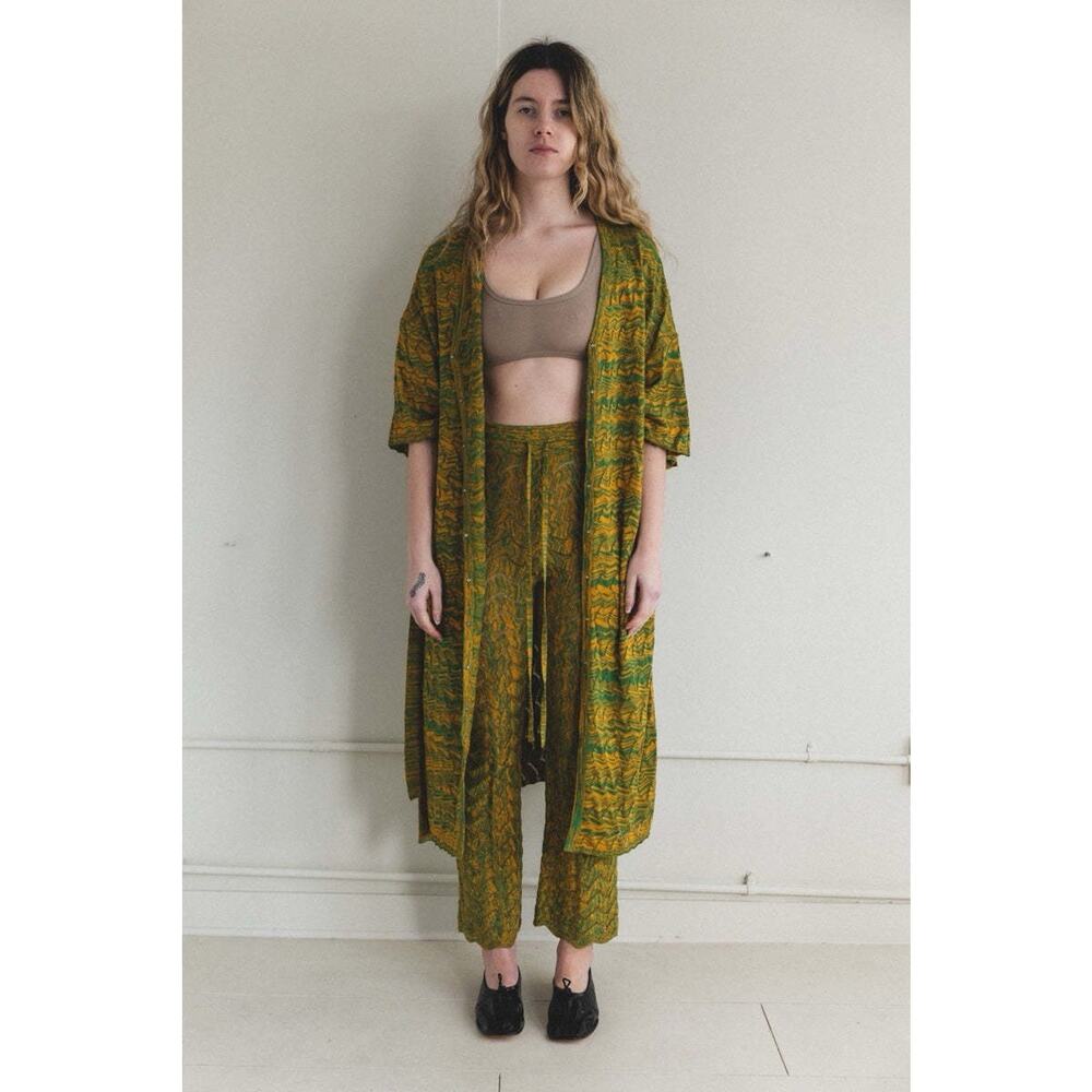 SOLD NWT Mozh Mozh Paradise Trousers Green Yellow Zig Zag Knit - M